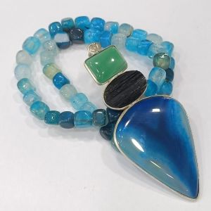 Combo of Gemstone Pendant +Square Agate Beads