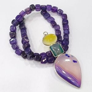 Combo of Gemstone Pendant+ Square agate Beads