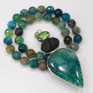 Combo of Gemstone Pendant+Onyx Beads