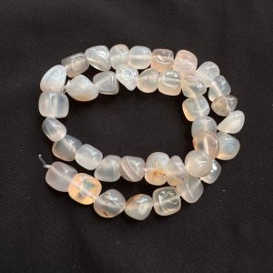 Agate Nuggets, Dull White, 14" String