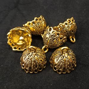 Oxidised Gold Jhumka Frame, Round