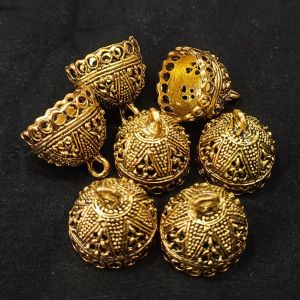 Oxidised Gold Jhumka Frame, Round