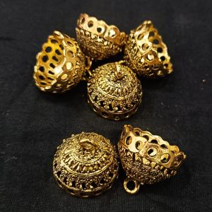 Oxidised Gold Jhumka Frame, Round
