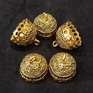 Oxidised Gold Jhumka Frame, Round
