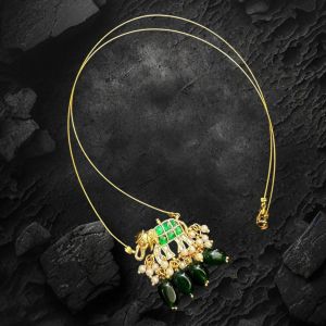 Jadau Elephant With Invisible Wire,Green