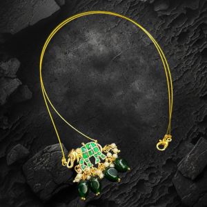 Jadau Elephant With Invisible Wire,Green