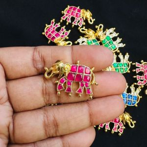 Jadau Pendant/Connector, (Elephant),Pink