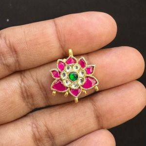 Jadau Pendant/Connector, Pink Flower
