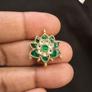 Jadau Pendant/Connector, Green Flower