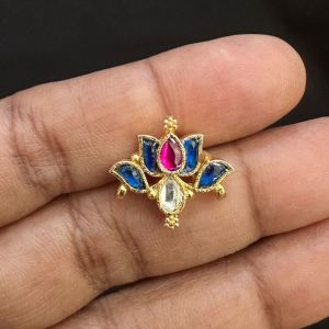 Jadau Pendant/Connector,(Lotus)Blue and White