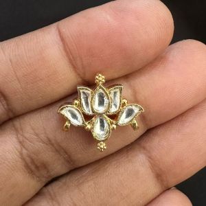 Jadau Pendant/Connector,(Lotus), White