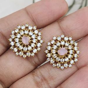 Cz Stone Stud,Light Pink