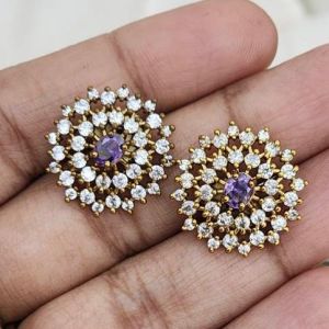 Cz Stone Stud,Purple