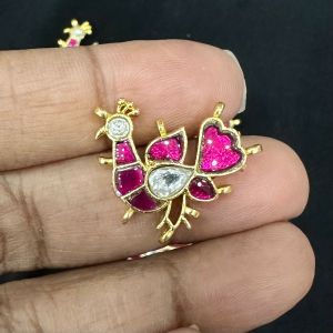 Jadau Charms, Bird, Pink and White , sold by 1 pc 