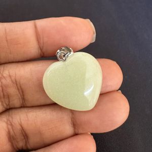 Heart Pendants, Glass, 20mm,Light green