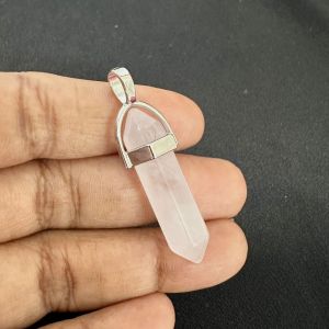 Pencil Pendants, Rose Quartz, 40*8mm