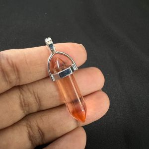 Pencil Pendants, Glass ,Orange, 40*8mm