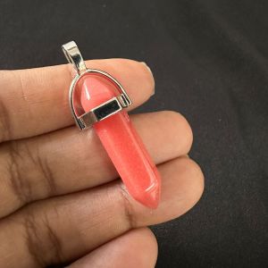 Pencil Pendants, Glass ,Pinkish peach, 40*8mm