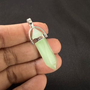 Pencil Pendants, Glass ,Light Green, 40*8mm