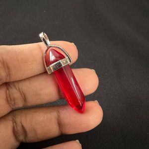Pencil Pendants, Glass ,Red, 40*8mm
