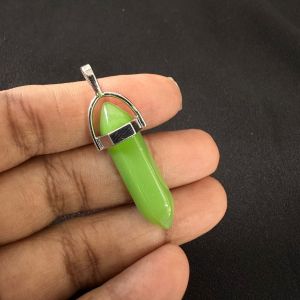 Pencil Pendants, Glass ,Parrot Green, 40*8mm