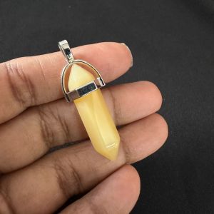 Pencil Pendants, Glass ,Yellow, 40*8mm