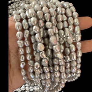 Fresh water Pearls , 2nd quality , Nugget shaped, 6*7mm, Grey