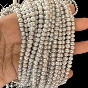 AAA Quality Fresh Water Pearls, Potato, 4*5mm, Grey