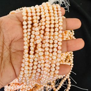 AAA Quality Fresh Water Pearls, Potato, 4*5mm, Peach
