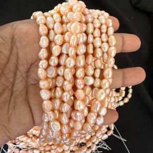 AAA Quality Fresh Water Pearls, Nuggets, 7 to 9mm, Peach