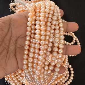 AAA Quality Fresh Water Pearls, potato, 6-7mm, Peach