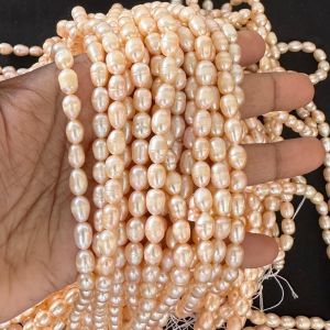 AAA Quality Fresh Water Pearls, Oval, 7-9mm, Peach