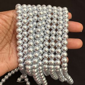 Swarovski Replica Pearls (Good Shine),Silverish Grey, 8mm