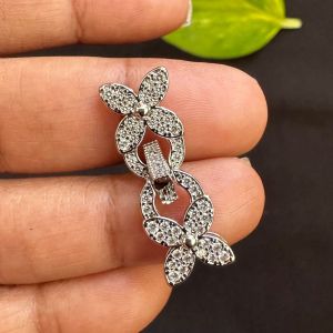Zircon Stone Clasp, Butterfly,Silver Finish, Sold by 1 piece