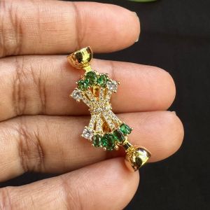 Zircon Stone Clasp, Green & White stones, Gold Finish, Sold by 1 piece