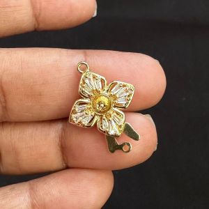 Zircon Stone Clasp, Box type, Gold Finish, Sold by 1 piece