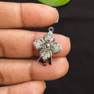 Zircon Stone Clasp, Box type, Silver Finish, Sold by 1 piece