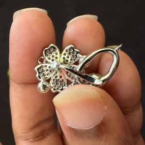 Zircon Stone Clasp, pink stone, Silver Finish, Sold by 1 piece