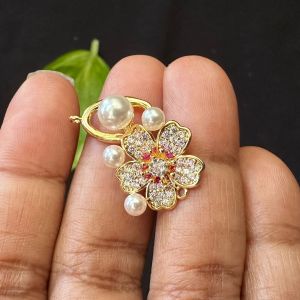 Zircon Stone Clasp, Red stone, Gold Finish, Sold by 1 piece