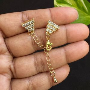 Zircon Stone Clasp, 4 strand, Gold Finish with extender chain, Sold by 1 piece