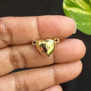 Magnetic Clasp, Heart Shape, Gold Finish, Sold by 1 piece