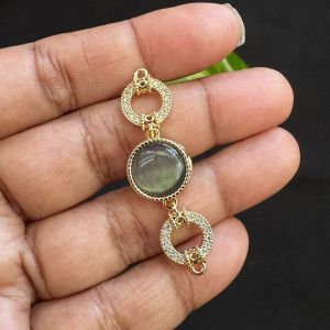 Zircon stone Magnetic Clasp, Round Shape, Gold Finish, Sold by 1 piece