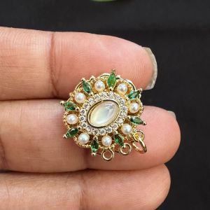 Zircon stone Magnetic Clasp, 3 strand, Gold Finish,(Green) Sold by 1 piece
