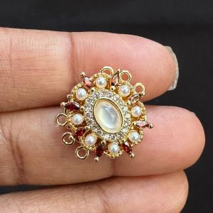 Zircon stone Magnetic Clasp, 3 strand, Gold Finish,(Cream) Sold by 1 piece