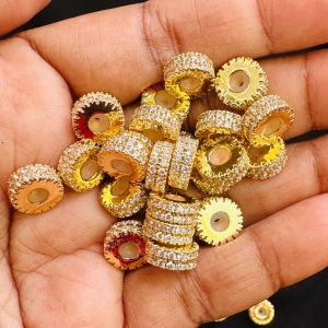 Zircon Rondelle, (4*10), Gold Finish, Sold by 1 piece