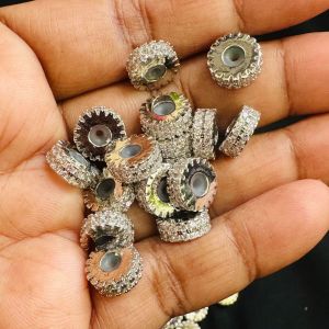 Zircon Rondelle, (4*10), Silver Finish, Sold by 1 piece