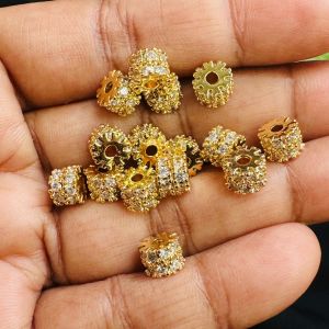 Zircon Rondelle, (5*6), Gold Finish, Sold by 1 piece