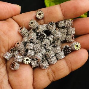 Zircon Rondelle, (5*6), Silver Finish, Sold by 1 piece
