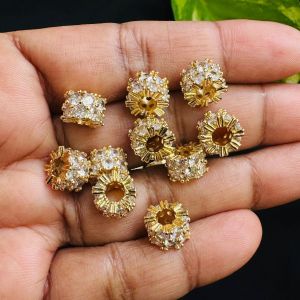 Zircon Rondelle, (6*9), Gold Finish, Sold by 1 piece