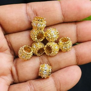 Zircon Rondelle, (6*8), Gold Finish, Sold by 1 piece